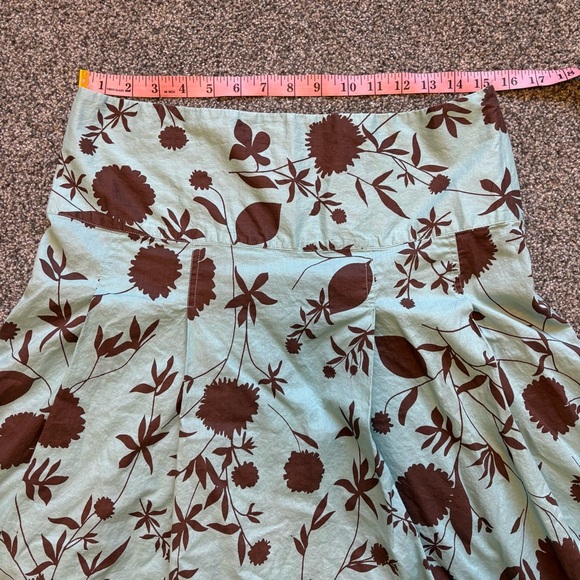 Y2K Teal and Brown Floral Skirt with Embroidered Eyelets size 6 Merona - Picture 5 of 8